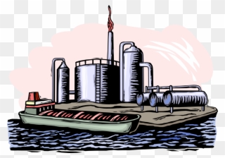 Vector Illustration Of Crude Oil Delivered By Tanker Clipart