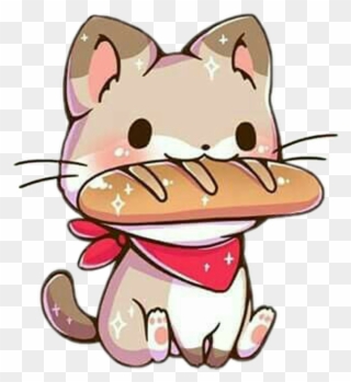 Freetoedit Cute Kawaii Cat French Bread Hat Baguette Clipart