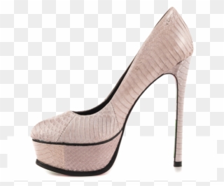 Nude Python Stiletto Heels Flower Printed Platform Clipart