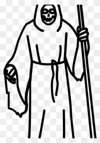 Grim Reaper Clipart Line Drawing - Png Download