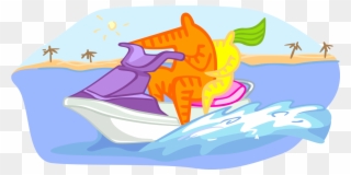 Vector Illustration Of Personal Watercraft Water Sports Clipart