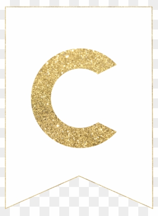 B Gold Alphabet Banner Letter Clipart