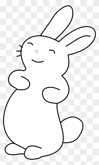 White Rabbit Easter Bunny Hare Cartoon - Kawaii Bunny Colouring Page Clipart