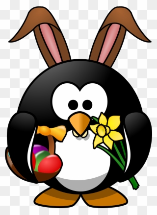 Clipart - Easter Bunny Penguin Shower Curtain - Png Download