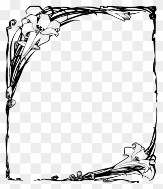Easter Lilies Frame - Funeral Borders Design Png Clipart