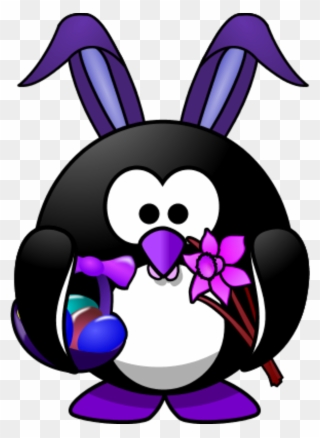 Vector Clip Art - Easter Bunny Penguin Shower Curtain - Png Download