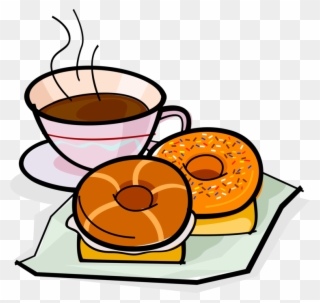 Picture Transparent Library Bagel Drawing Coffee Donut - Donuts And Coffee Clipart - Png Download