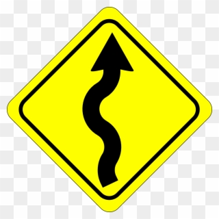 Free C Clipart Download - Curvy Road Ahead Sign - Png Download