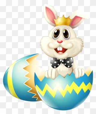 Easter Bunny With Crown Png Clipart Picture - Easter Bunny Png Transparent Png