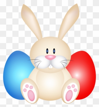 Easter Rabit Whit Eggs Png Clip Art - Rabbit Transparent Png