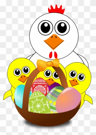 Funny Chicken And Chicks Cartoon Easter - Poule De Paques Clipart
