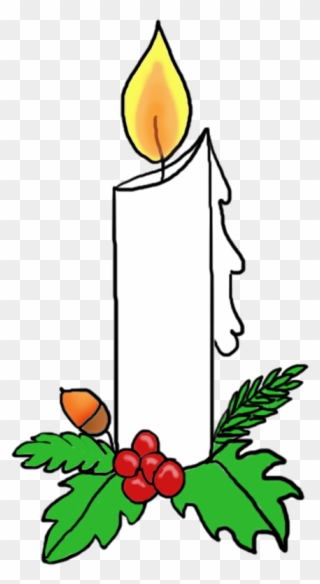 Christmas Candle With Holy - White Candle Clip Art - Png Download