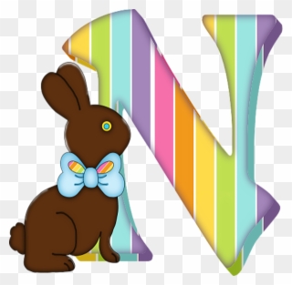 Art Letter N Chocolate Easter Bunny By - Letter B Chocolate Easter Bunny Shower Curtain Clipart