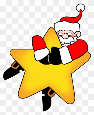 Santa On A Star - Star Christmas Clipart - Png Download