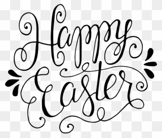 Banner Free Library Hand Lettered Happy Free - Happy Easter Black And White Clipart
