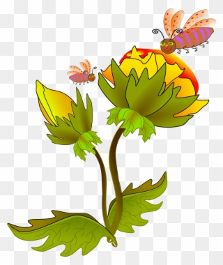 Free To Use Public Domain Flowers Clip Art - Bee On Flower Clip Art - Png Download