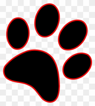 Paw Print Clip Art - Red And Black Paw Print - Png Download