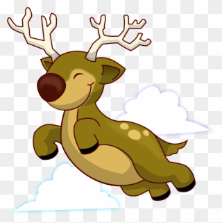 Of A Cartoon Reindeer Running Or Dancing Vector Clip - Reindeer Flying Cartoon - Png Download