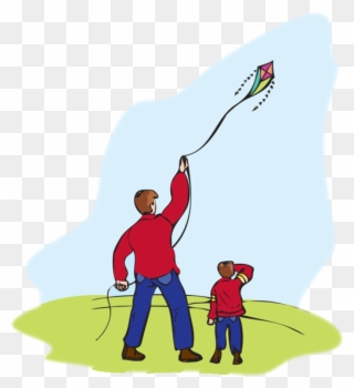 Kite Clipart Kite Runner - Father And Son With Kite - Png Download