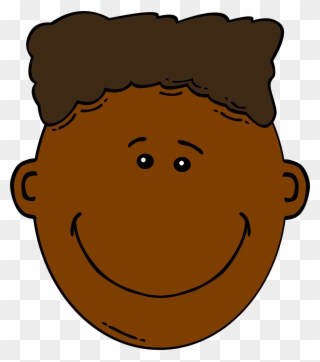 Brown Hair Clipart Boy Head - Black Man Cartoon Face - Png Download