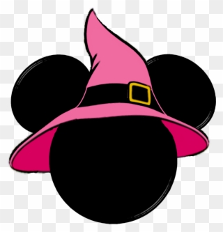 Halloween Minnie Mouse Silhouette With Witch Hat Clip - Minnie Mouse Head Halloween - Png Download