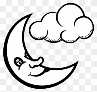 Moon Clipart Black And White Download - Line Art Of Moon - Png Download