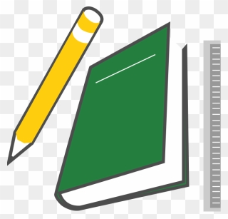 Clipart Mit Einem Bleistift, Einem Buch Und Einem Lineal - Education Clip Art - Png Download