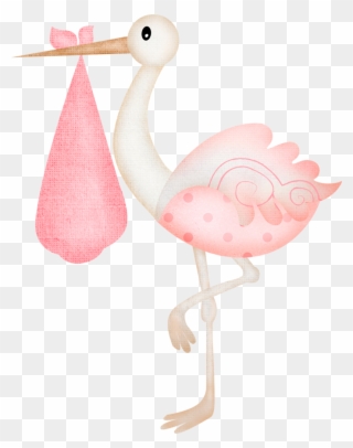 Clipart Stock Clipart Stork Carrying Baby - Stork Baby Shower Girl - Png Download
