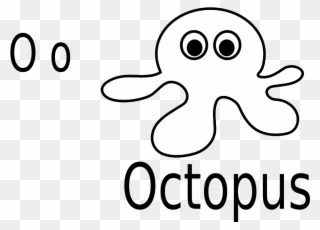 O For Octopus Black White Line Art Coloring Book Colouring - O For Octopus Clipart