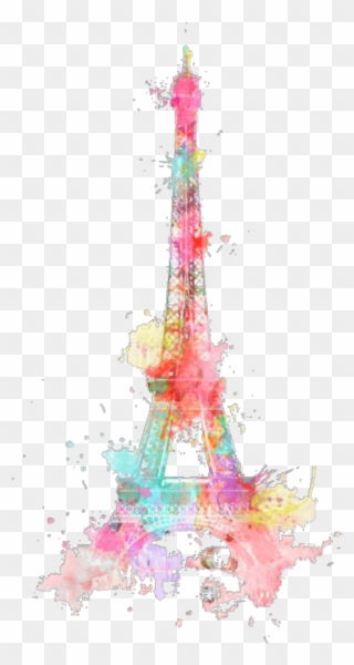 Ftestickers Watercolor Eiffeltower Paris Colorful Freet - Eiffel Tower Landscape Art 24x18 Poster Decor Clipart