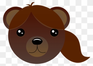 Brown Bear With Pony Tail - Girl Bear Shower Curtain Clipart