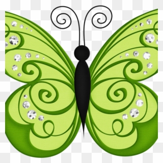 Green Butterfly Clip Art Borboletas Joaninhas E Etc - Png Download