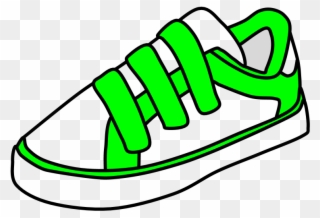 Sneakers, Velcro, White, Bright Green, Clipart