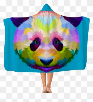 Colourful Panda Premium Adult Hooded Blanket Clipart