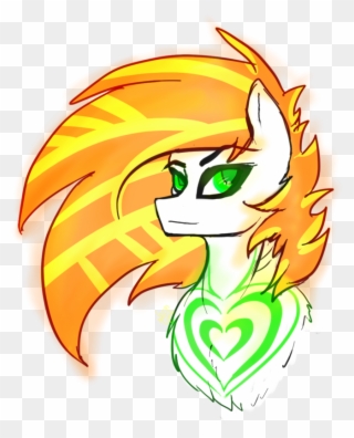 Neon Line, Bust, Female, Green Eyes, Mare, Multicolored Clipart