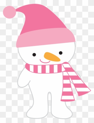 Winter Clipart, Cute Snowman, Snowmen, Pink Hat, - Png Download