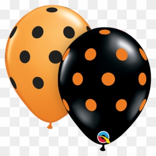 25 Polka Dot 11" Latex Balloons Orange/black Mix Halloween Clipart
