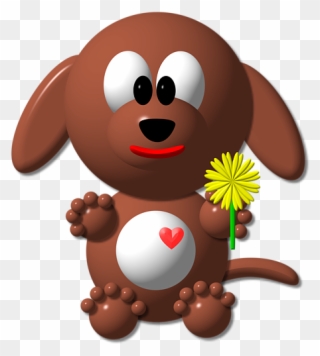 Art Cute Dog With Dandelion By Clipart