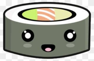 Kawaii Sushi Fish Algi Japan Rice Face Happy Cute Black - Cute Kawaii Sushi Stickers Png Clipart