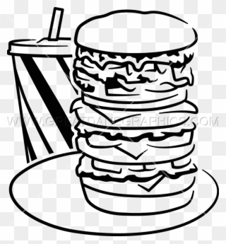 Super Burger Production Ready - Burger In Black And White Png Clipart