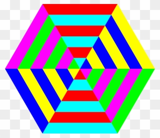 Hexagon Triangle Rainbow Clip Art - Hexagon Art With Triangles - Png Download