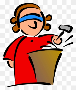 Judge Female With Blindfold Standing After Hammering Clipart