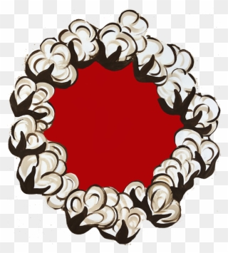 Cotton Wreath Wood Door Hanger Clipart