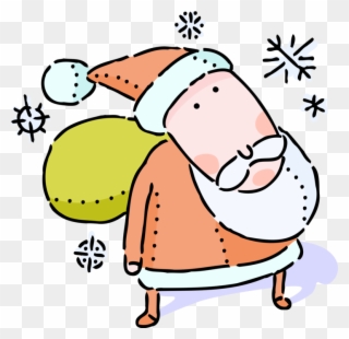 Vector Illustration Of Santa Claus Carries Sack Of Clipart