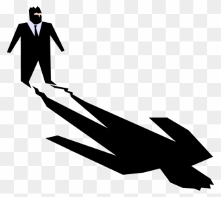 Vector Illustration Of Businessman Faces His Own Ominous - Shadow Clip Art - Png Download