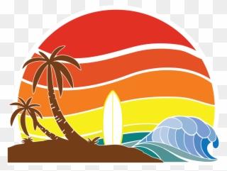 Island Sunset - Illustration Clipart