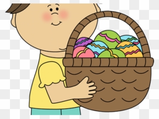 Chick Clipart Easter - Girl Holding A Basket Clipart - Png Download