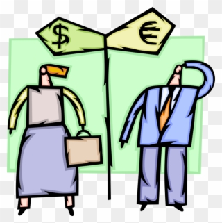 Vector Illustration Of Business Colleagues At Revenue Clipart