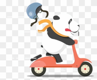 Toonpandas Is An Animation And Live Action Production - Panda On A Scooter Cartoon Clipart