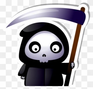 Cute Grim Reaper With Scythe Sticker - Cute Grim Reaper Png Clipart